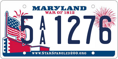 MD license plate 5AA1276