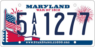 MD license plate 5AA1277