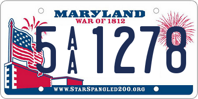 MD license plate 5AA1278