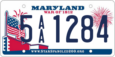 MD license plate 5AA1284