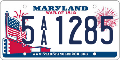 MD license plate 5AA1285