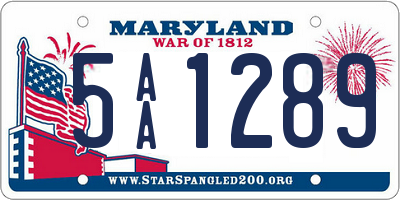 MD license plate 5AA1289