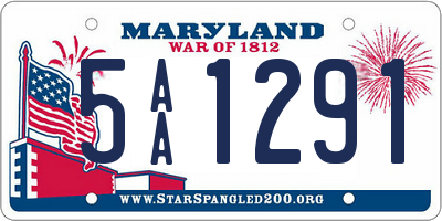 MD license plate 5AA1291