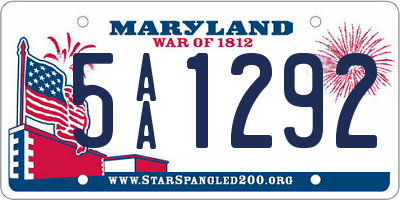 MD license plate 5AA1292