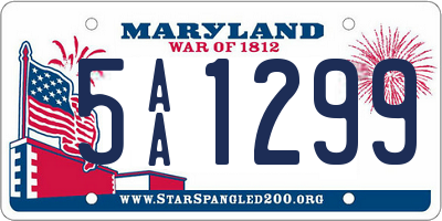 MD license plate 5AA1299