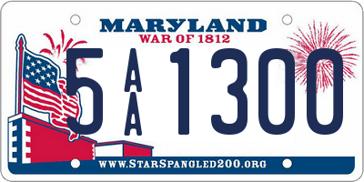 MD license plate 5AA1300