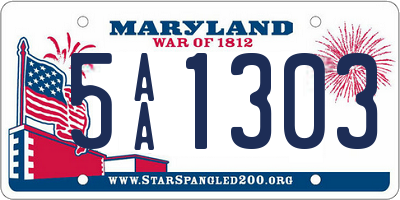 MD license plate 5AA1303