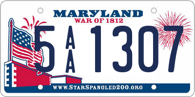 MD license plate 5AA1307