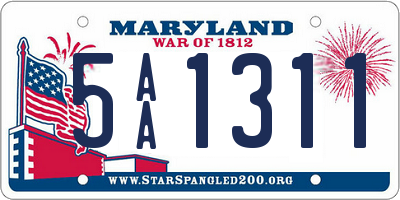 MD license plate 5AA1311