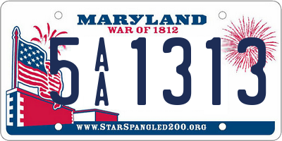 MD license plate 5AA1313