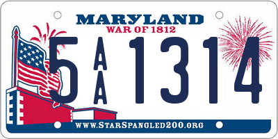 MD license plate 5AA1314