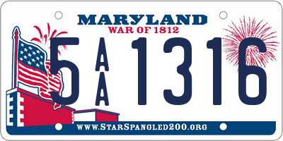 MD license plate 5AA1316