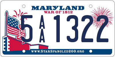 MD license plate 5AA1322