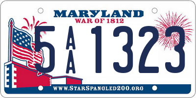 MD license plate 5AA1323