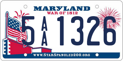 MD license plate 5AA1326