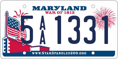 MD license plate 5AA1331