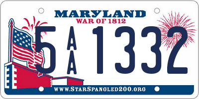 MD license plate 5AA1332