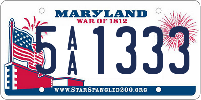 MD license plate 5AA1333