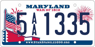 MD license plate 5AA1335