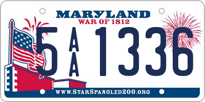 MD license plate 5AA1336