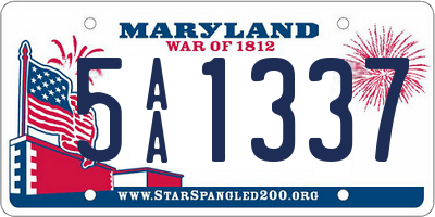 MD license plate 5AA1337