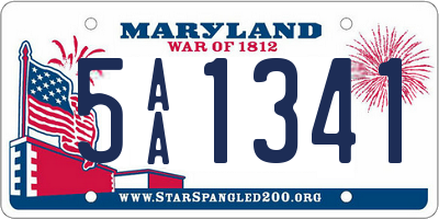 MD license plate 5AA1341