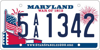 MD license plate 5AA1342