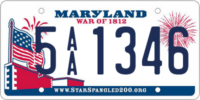 MD license plate 5AA1346