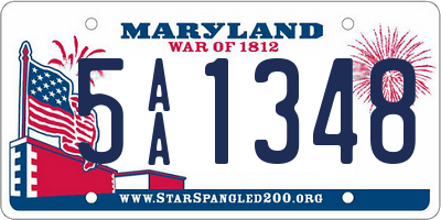 MD license plate 5AA1348