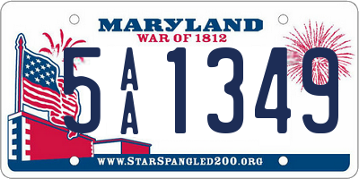 MD license plate 5AA1349