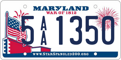 MD license plate 5AA1350