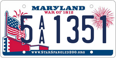 MD license plate 5AA1351