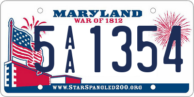 MD license plate 5AA1354