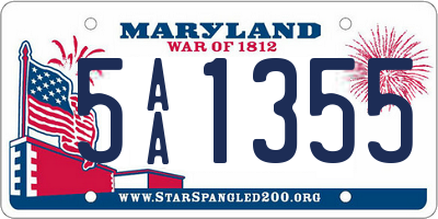 MD license plate 5AA1355