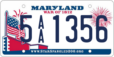 MD license plate 5AA1356