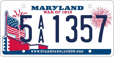 MD license plate 5AA1357