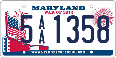 MD license plate 5AA1358