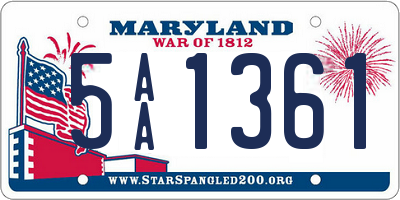 MD license plate 5AA1361