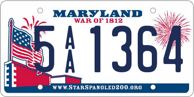 MD license plate 5AA1364