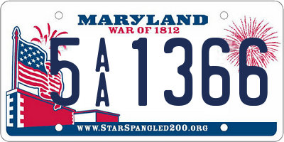 MD license plate 5AA1366