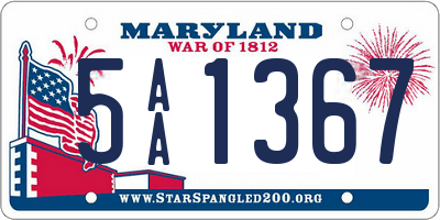 MD license plate 5AA1367