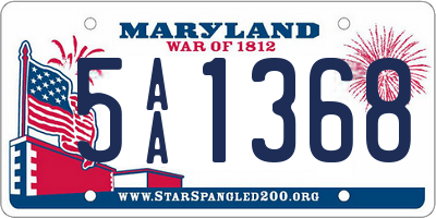 MD license plate 5AA1368