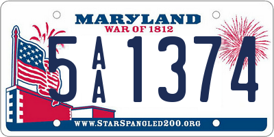 MD license plate 5AA1374