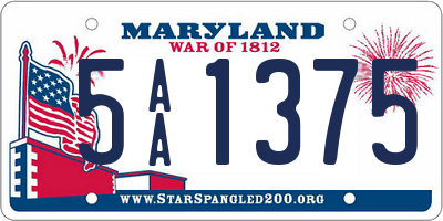 MD license plate 5AA1375