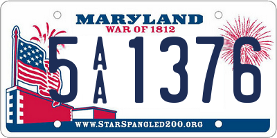 MD license plate 5AA1376