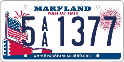 MD license plate 5AA1377