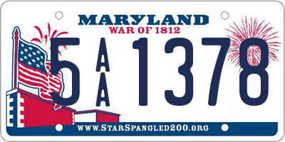 MD license plate 5AA1378