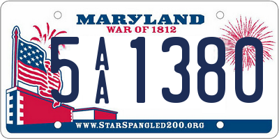 MD license plate 5AA1380