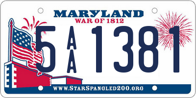 MD license plate 5AA1381