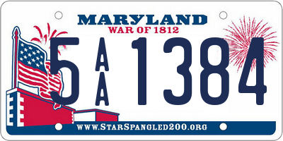 MD license plate 5AA1384